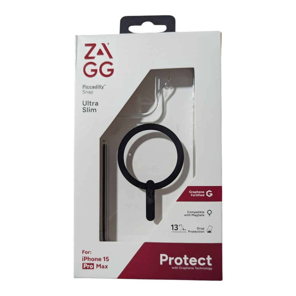 B4. ZAGG Piccadilly Snap Magsafe Case Ultra Slim Apple iPhone 15 Pro Max Clear